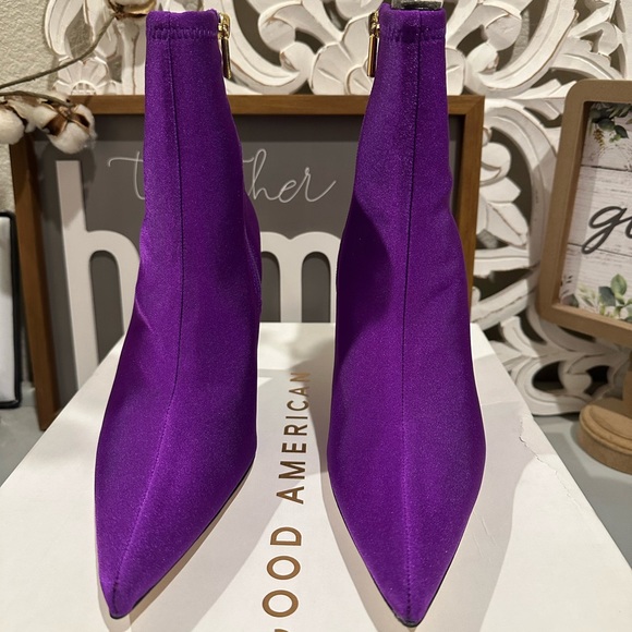 New Good American Ankle Shine bootie purple boots - Picture 2 of 6